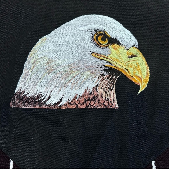 Buffalo Nickel Southwest Bald Eagle Cropped Bomber Jacket Black Western Size XS - Picture 5 of 14